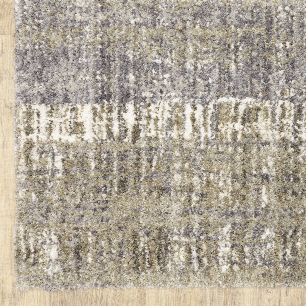 7" X 9" Grey And Ivory Abstract Lines Area Rug