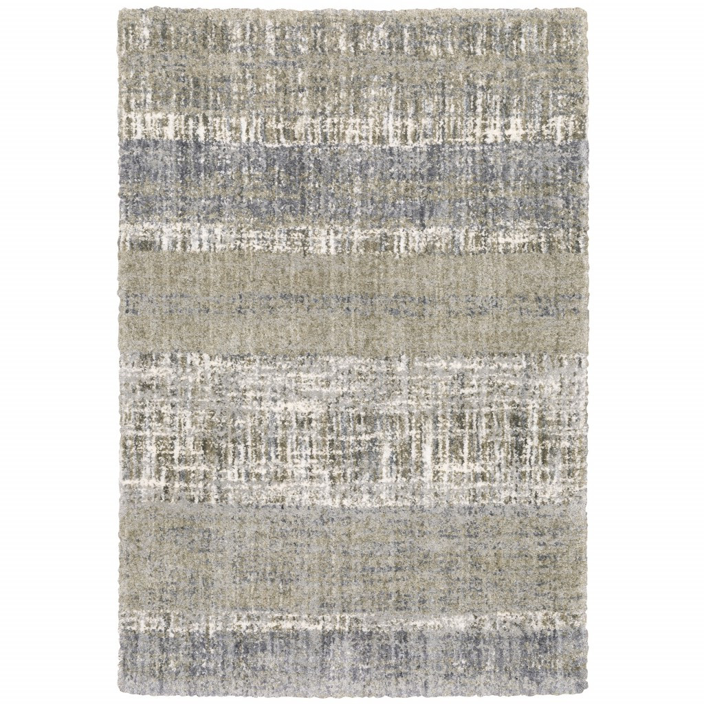 8" X 10" Grey And Ivory Abstract Lines Area Rug