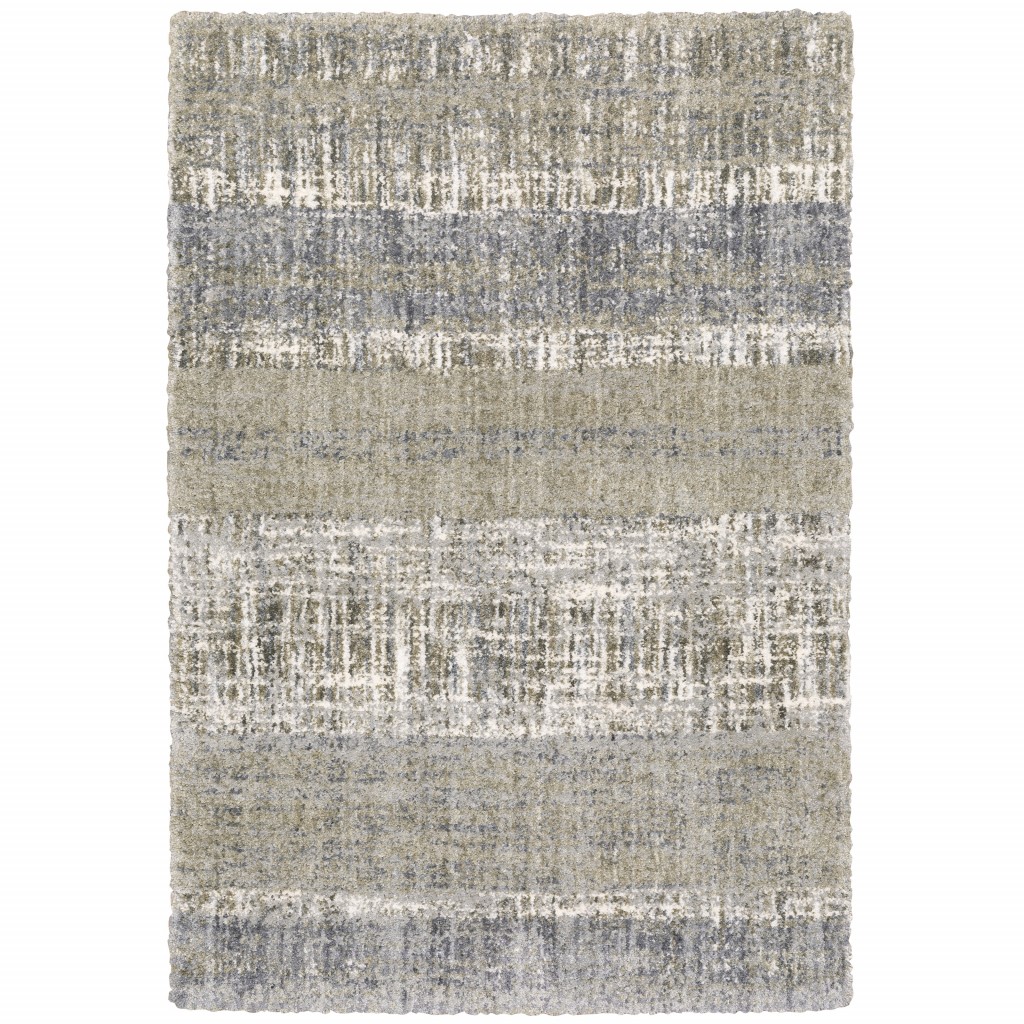 9'X12' Grey And Ivory Abstract Lines  Area Rug-383681-1