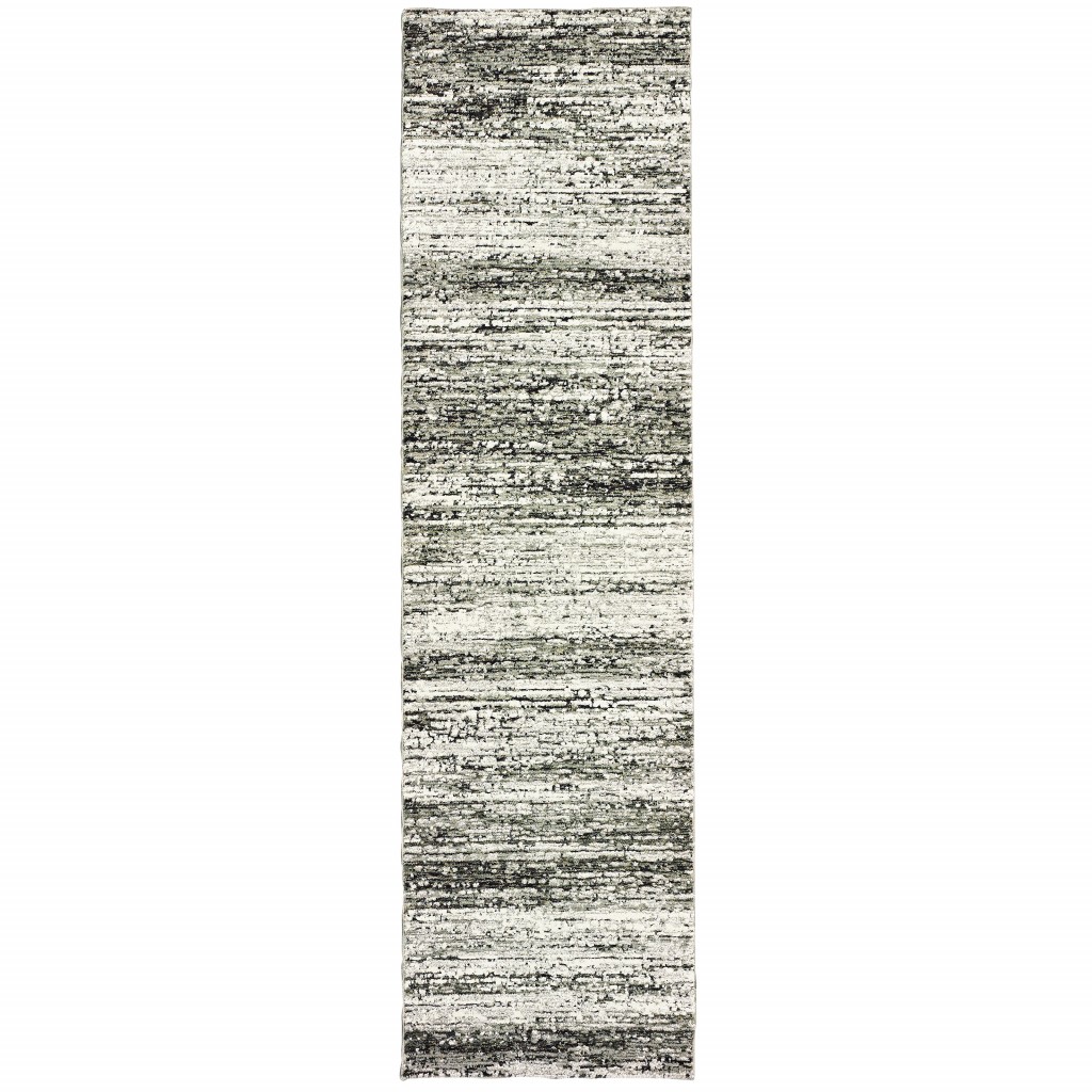 2'X8' Ash And Slate Abstract Runner Rug-383691-1