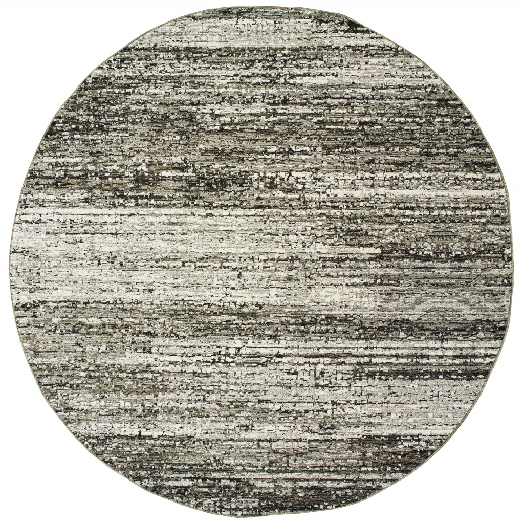 7" Round Ash And Slate Abstract Area Rug
