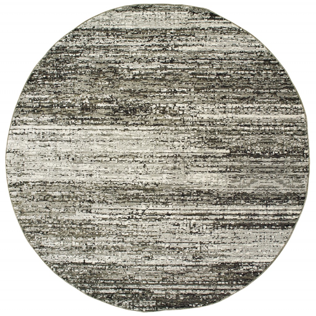 7' Round Ash And Slate Abstract Area Rug-383697-1