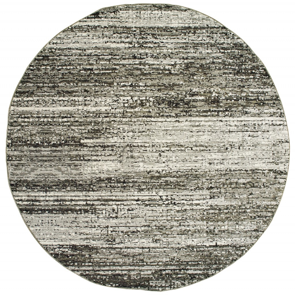 7" Round Ash And Slate Abstract Area Rug