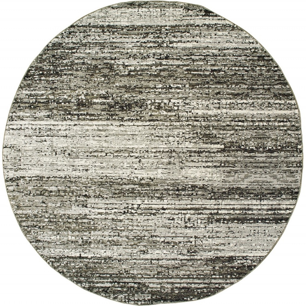 7" Round Ash And Slate Abstract Area Rug