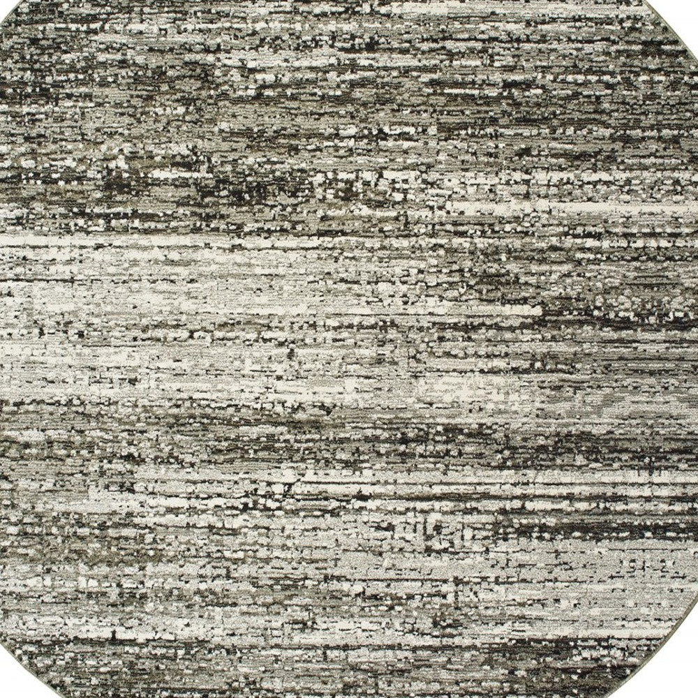 7" Round Ash And Slate Abstract Area Rug