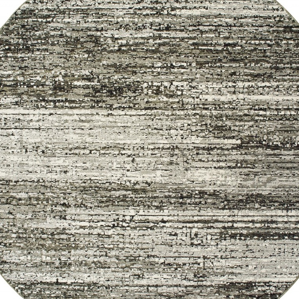 7" Round Ash And Slate Abstract Area Rug