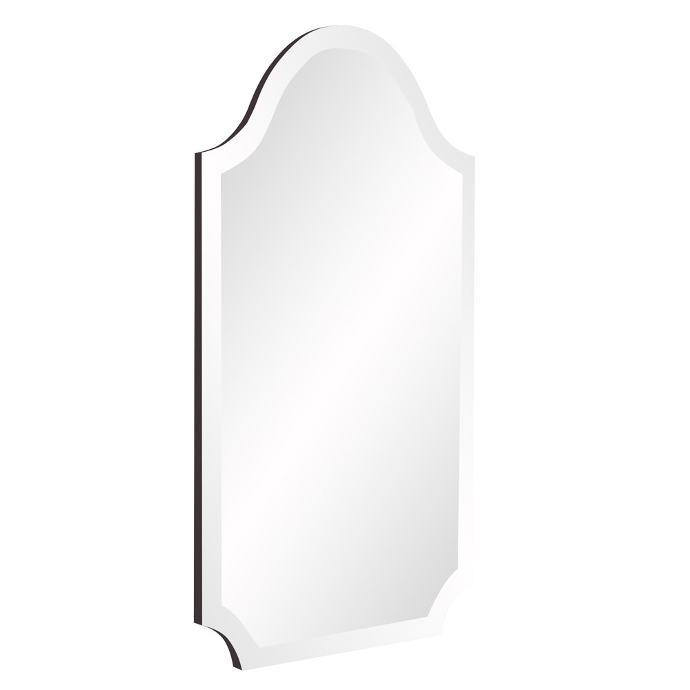 Minimalist Rectangle Arched Glass Mirror with Beveled Edge And Scalloped Corners