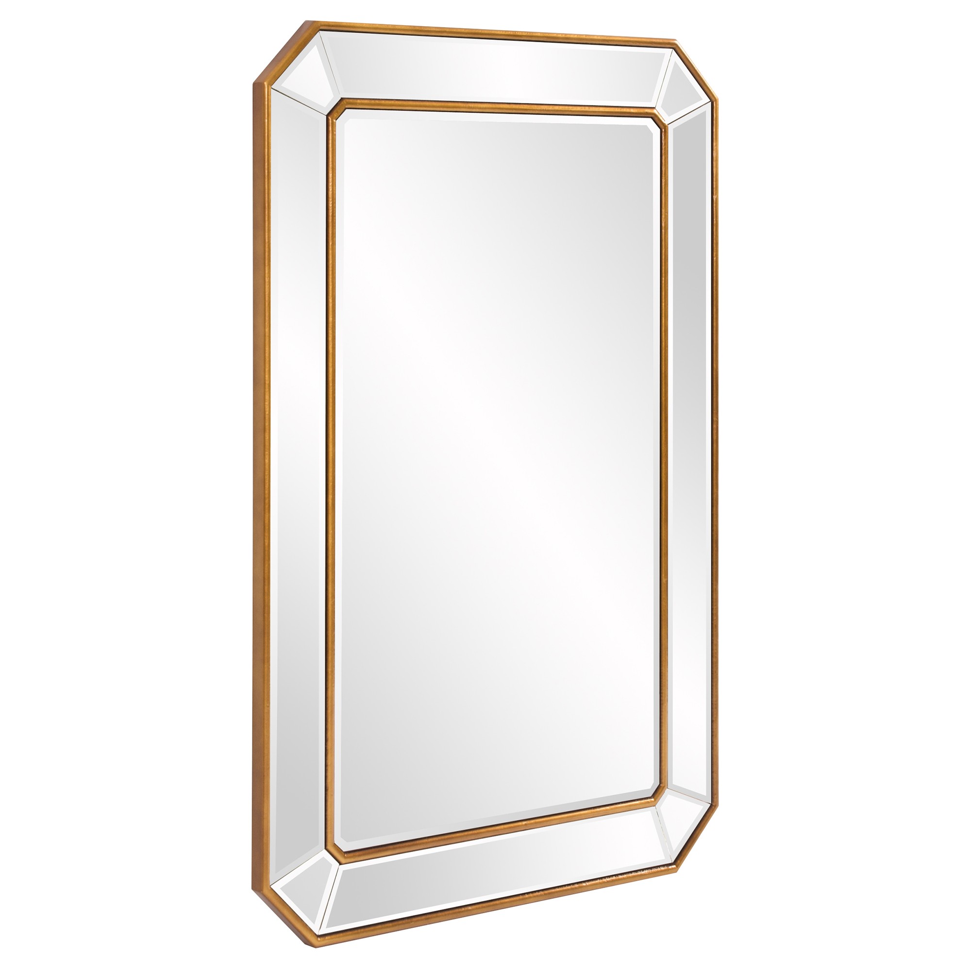 Recatngle Gold Leaf Mirror with Angled Corners Frame