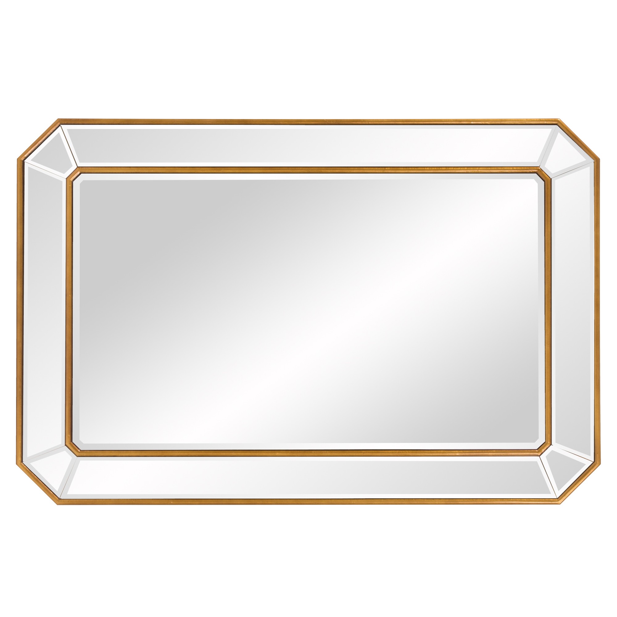 Recatngle Gold Leaf Mirror with Angled Corners Frame