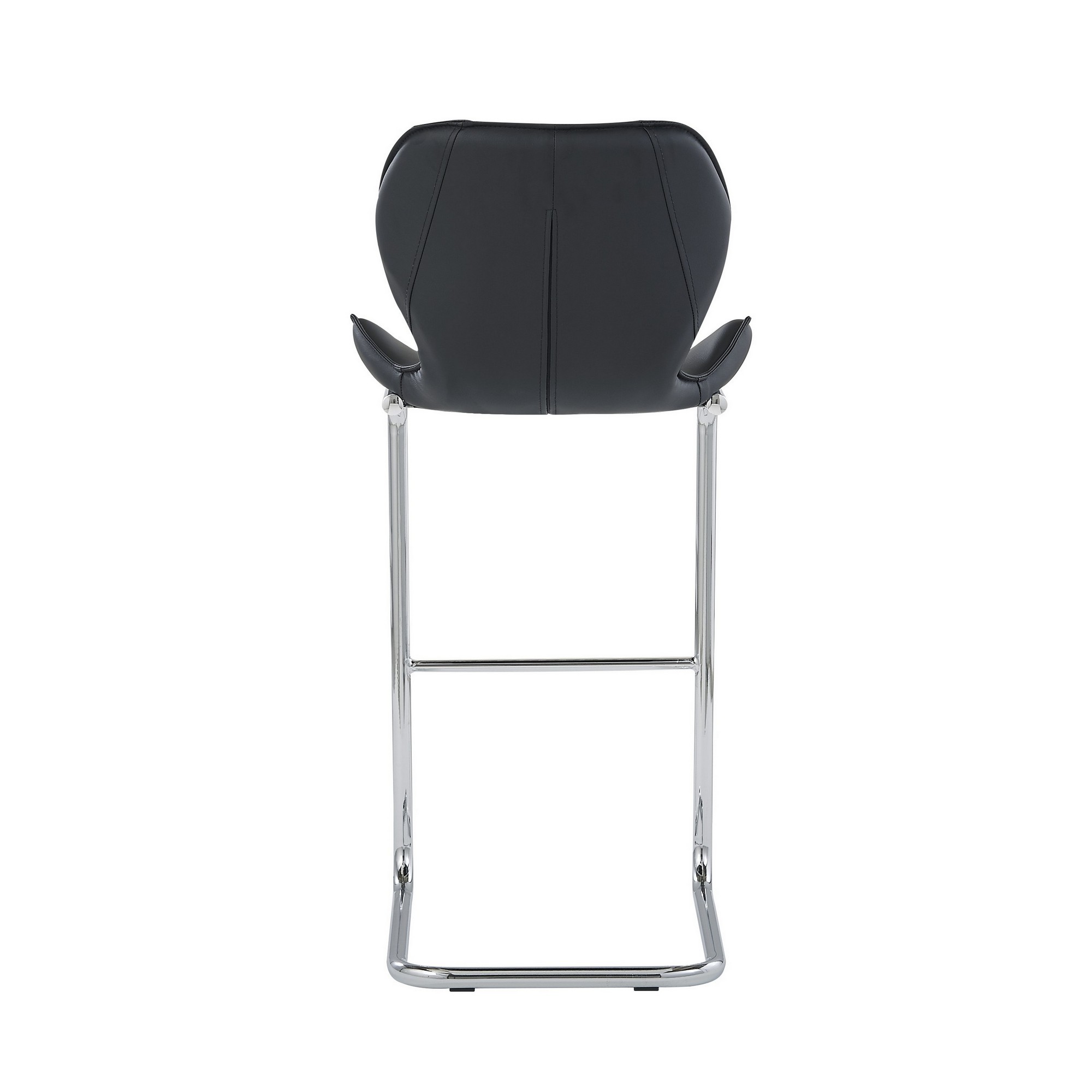 Set of 4 Modern Black Barstools with Chrome Legs