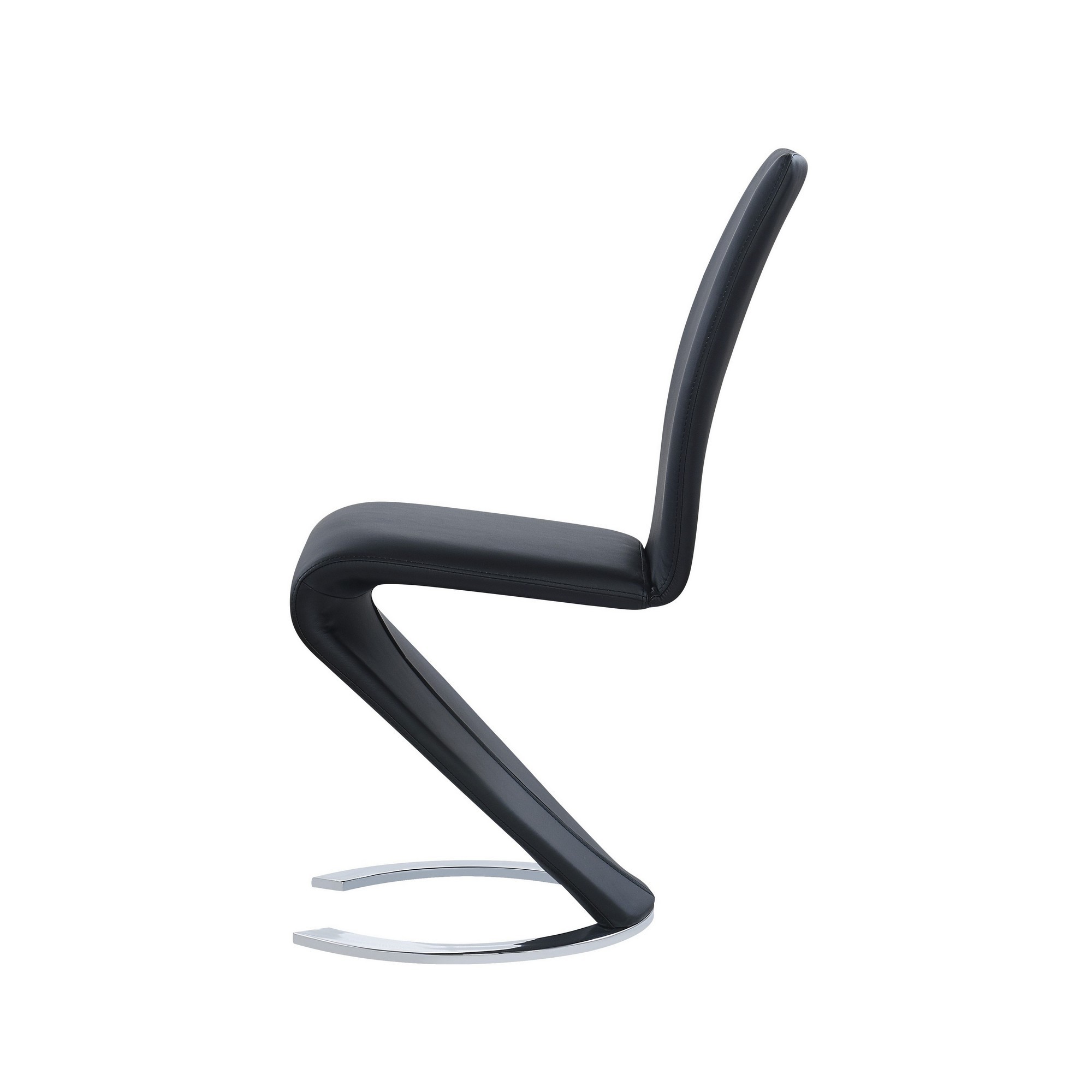 Set of 2 Black Z Shape design Dining Chairs with Horse Shoe Shape Base