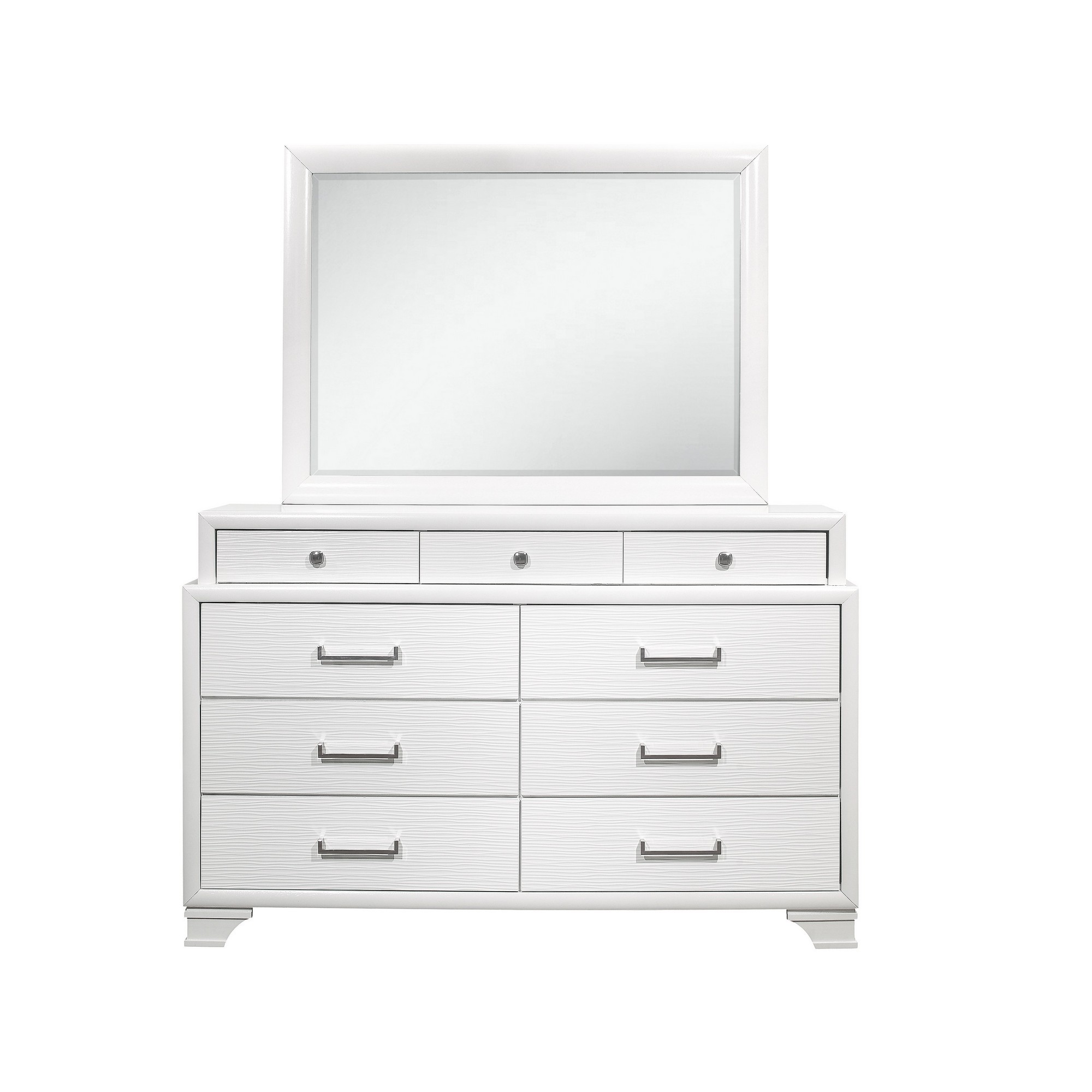 59" White Solid Wood Mirrored Nine Drawer-384055-1