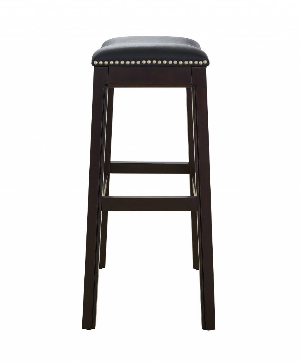 30" Espresso and Black Saddle Style Counter Height Bar Stool