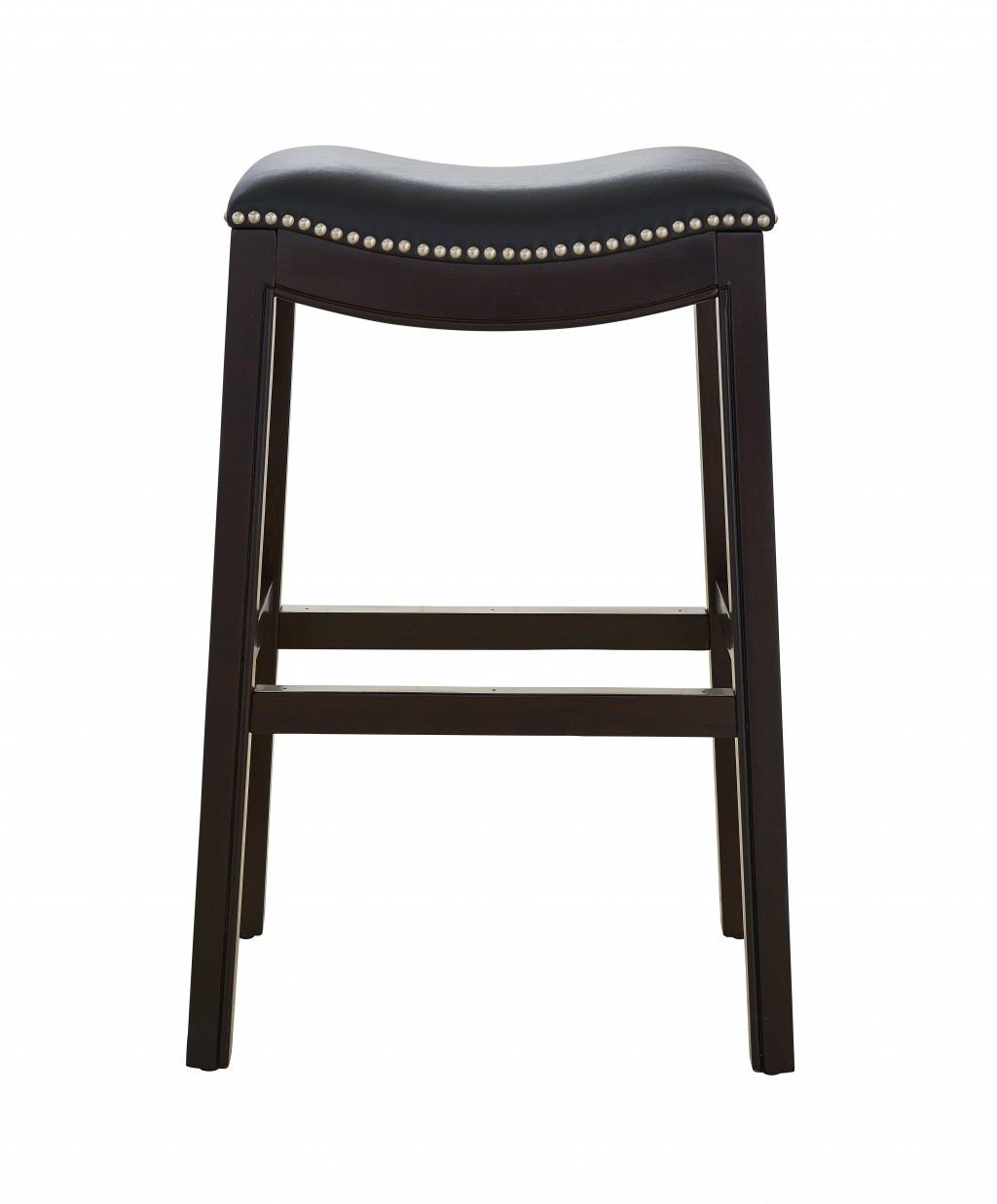 30" Espresso and Black Saddle Style Counter Height Bar Stool
