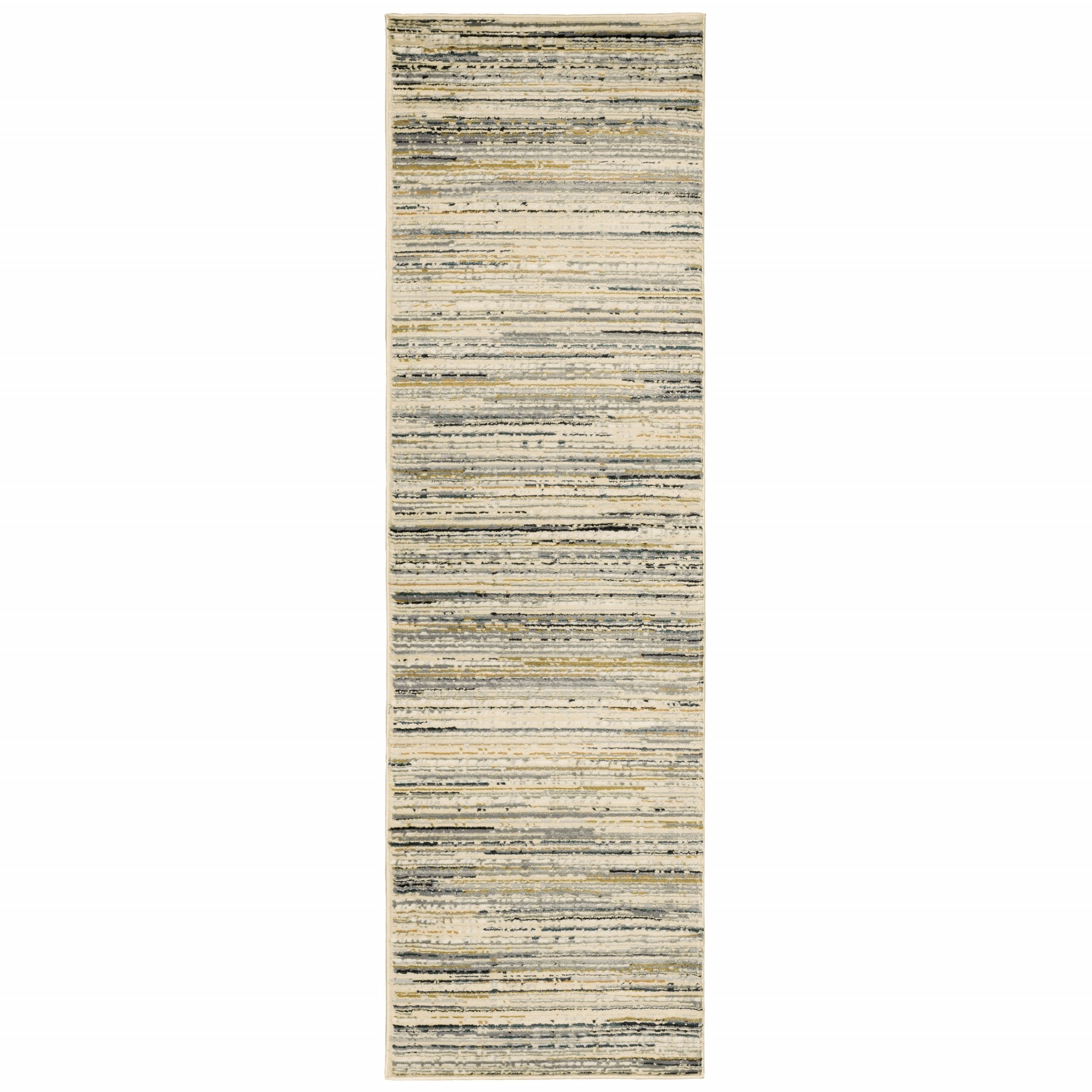 8' Ivory Sage Abtract Lines Indoor Runner Rug-384231-1