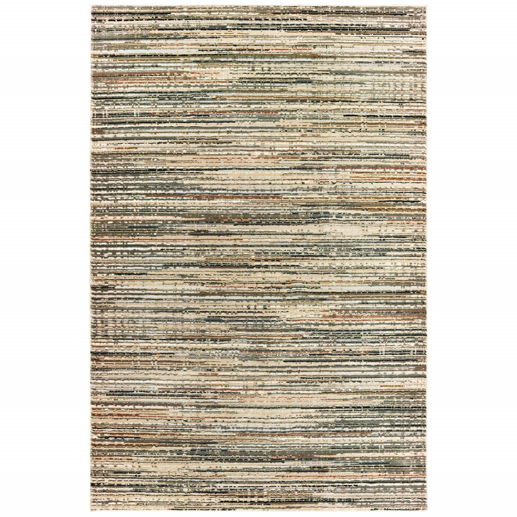 5' X 8' Ivory And Sage Abstract Area Rug-384233-1