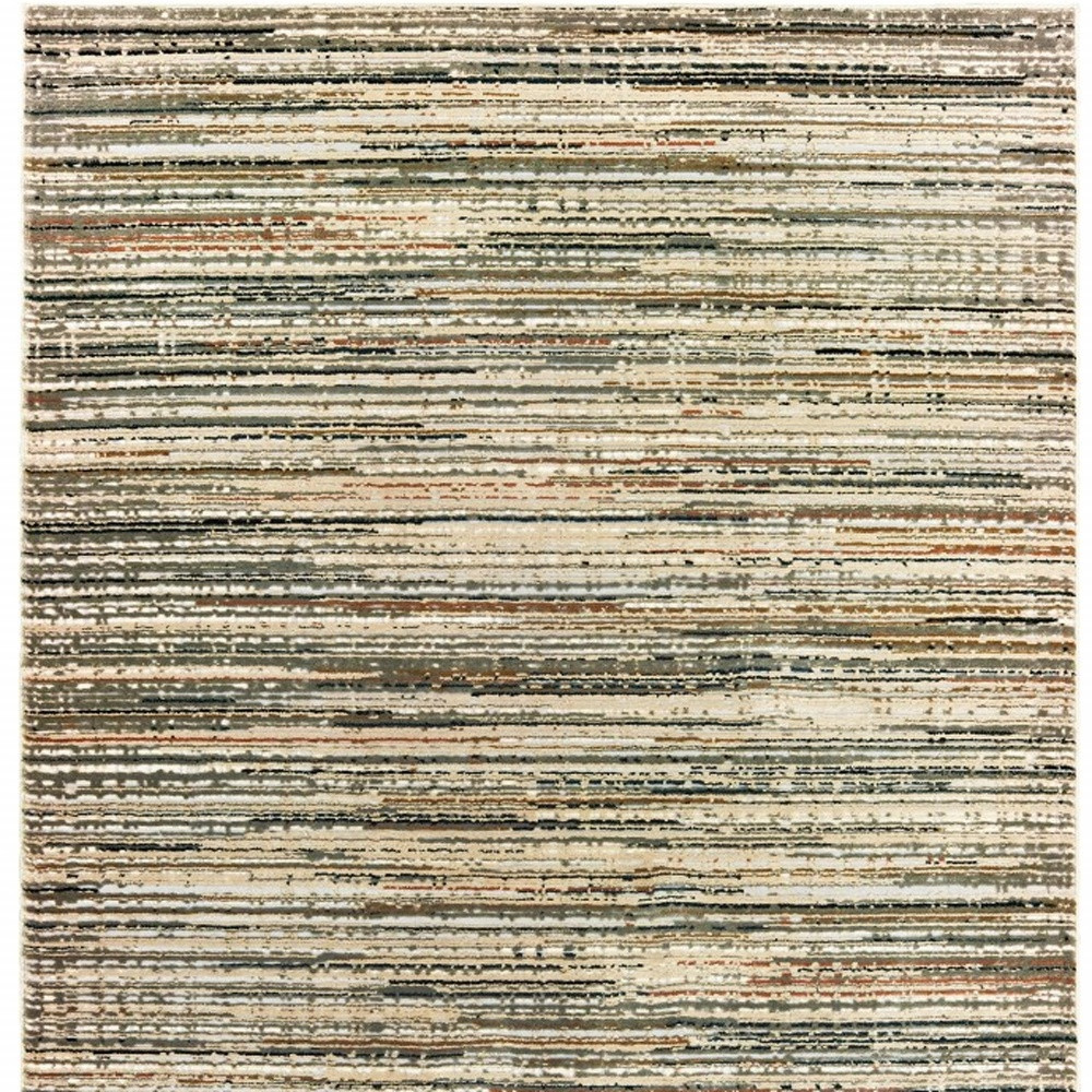 5" X 8" Ivory Sage Abtract Lines Indoor Area Rug