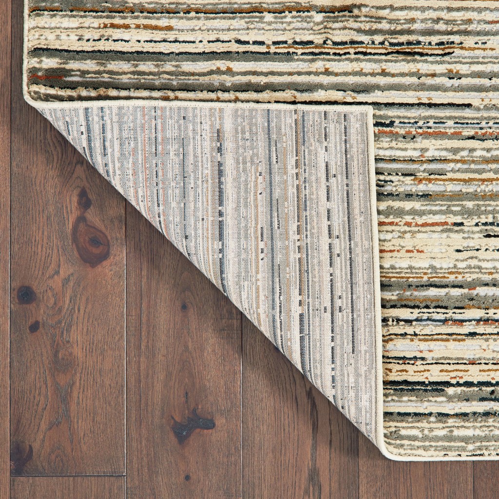 6" X 9" Ivory Sage Abtract Lines Indoor Area Rug