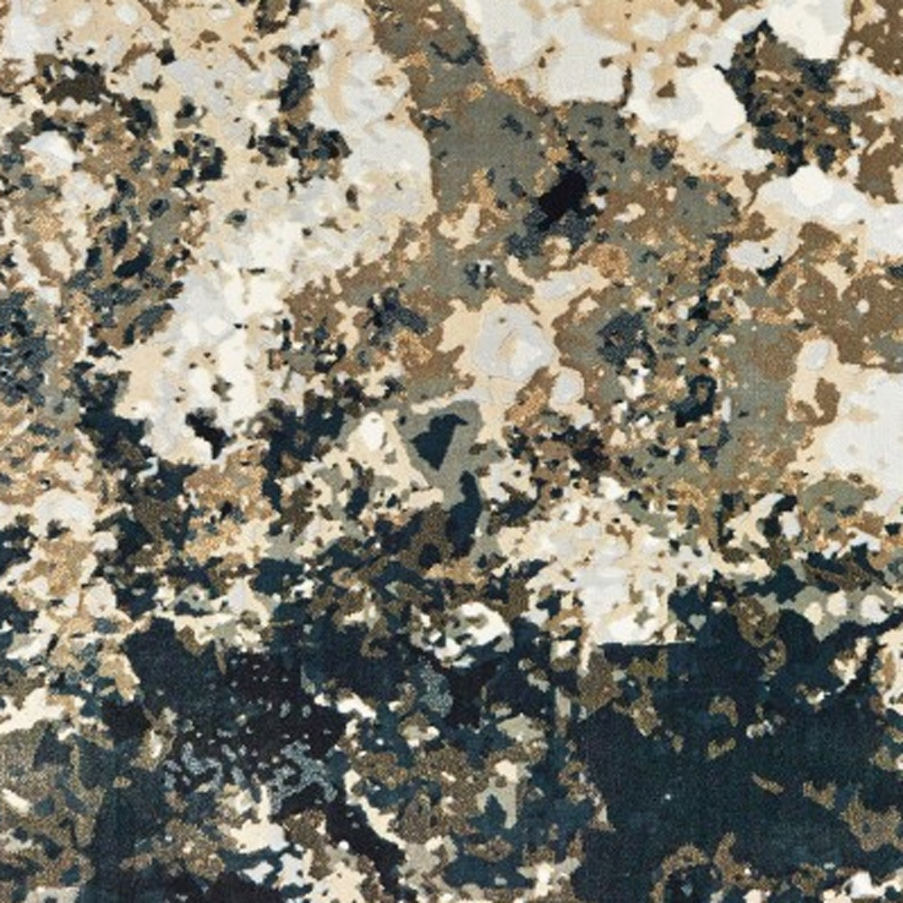 6" X 9" Ivory Navy Abstract Marble Indoor Area Rug