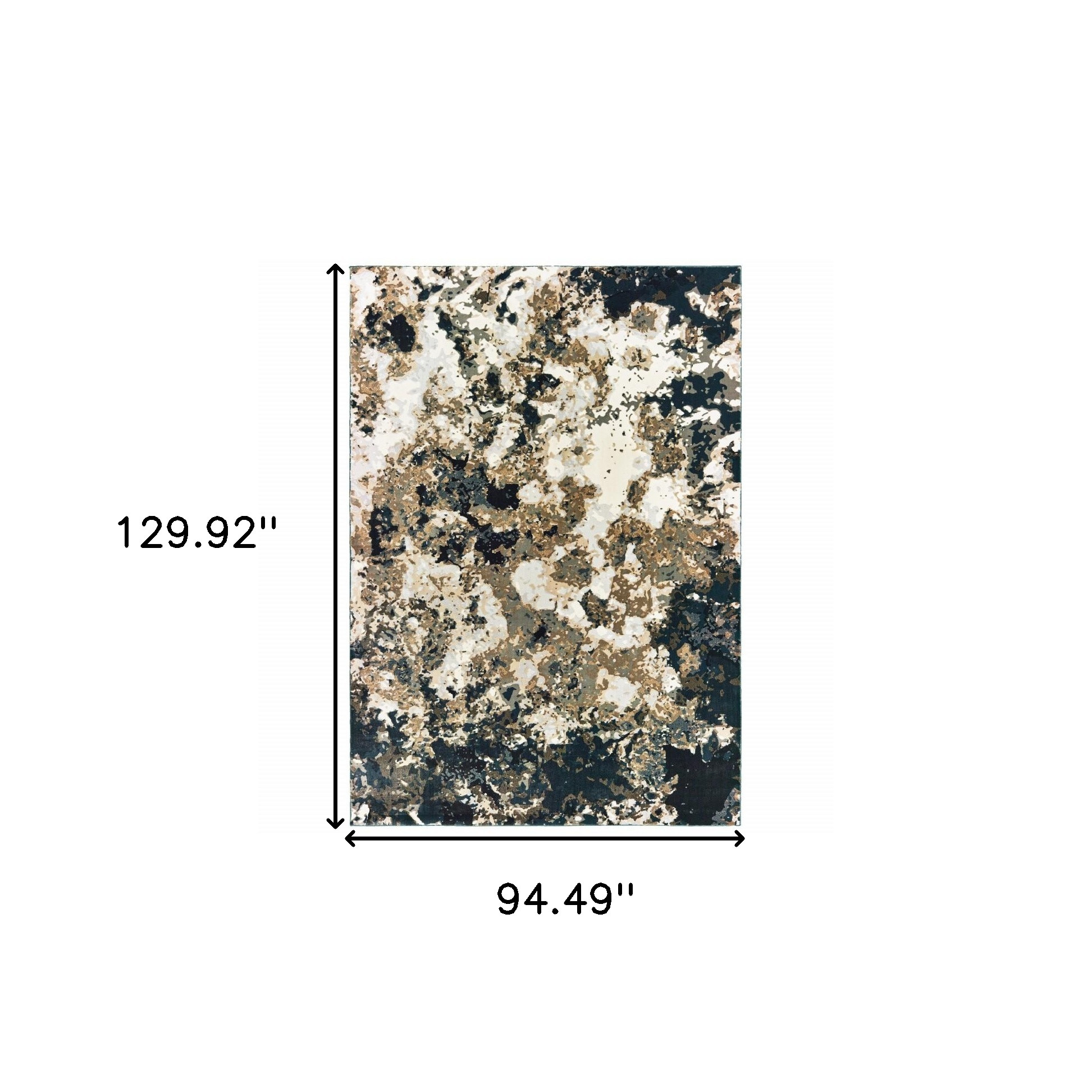 7" X 10" Ivory Navy Abstract Marble Indoor Area Rug