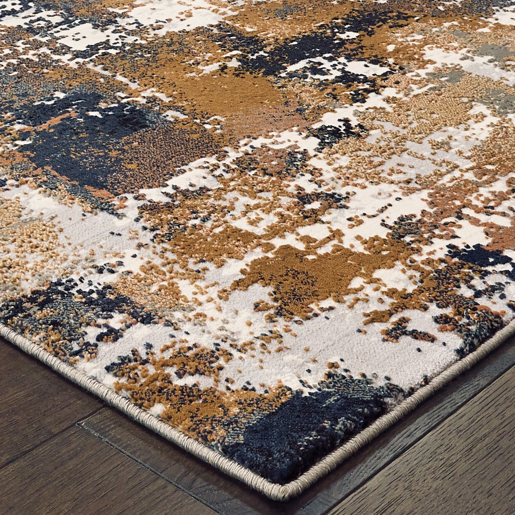8" Ivory Gray Abstract Sectors Indoor Runner Rug