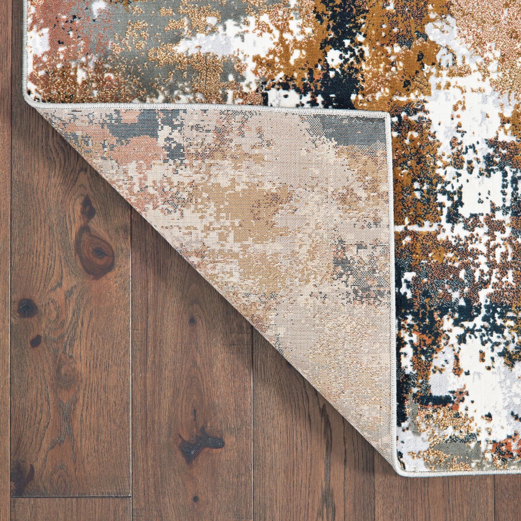 8" Ivory Gray Abstract Sectors Indoor Runner Rug
