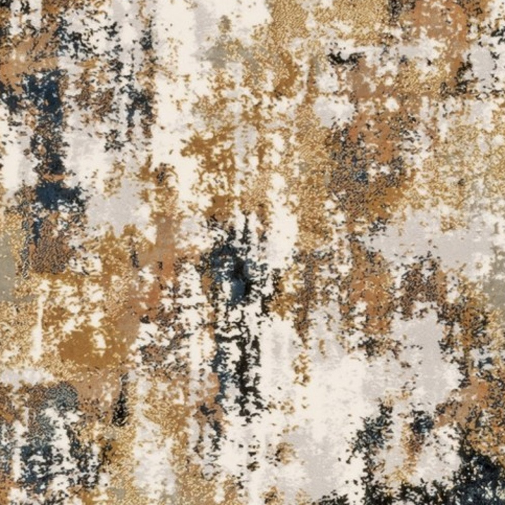 8" Ivory Gray Abstract Sectors Indoor Runner Rug