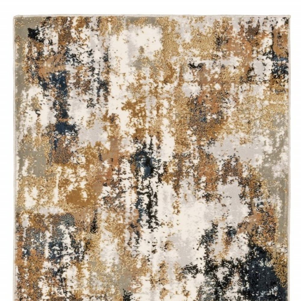 8" Ivory Gray Abstract Sectors Indoor Runner Rug
