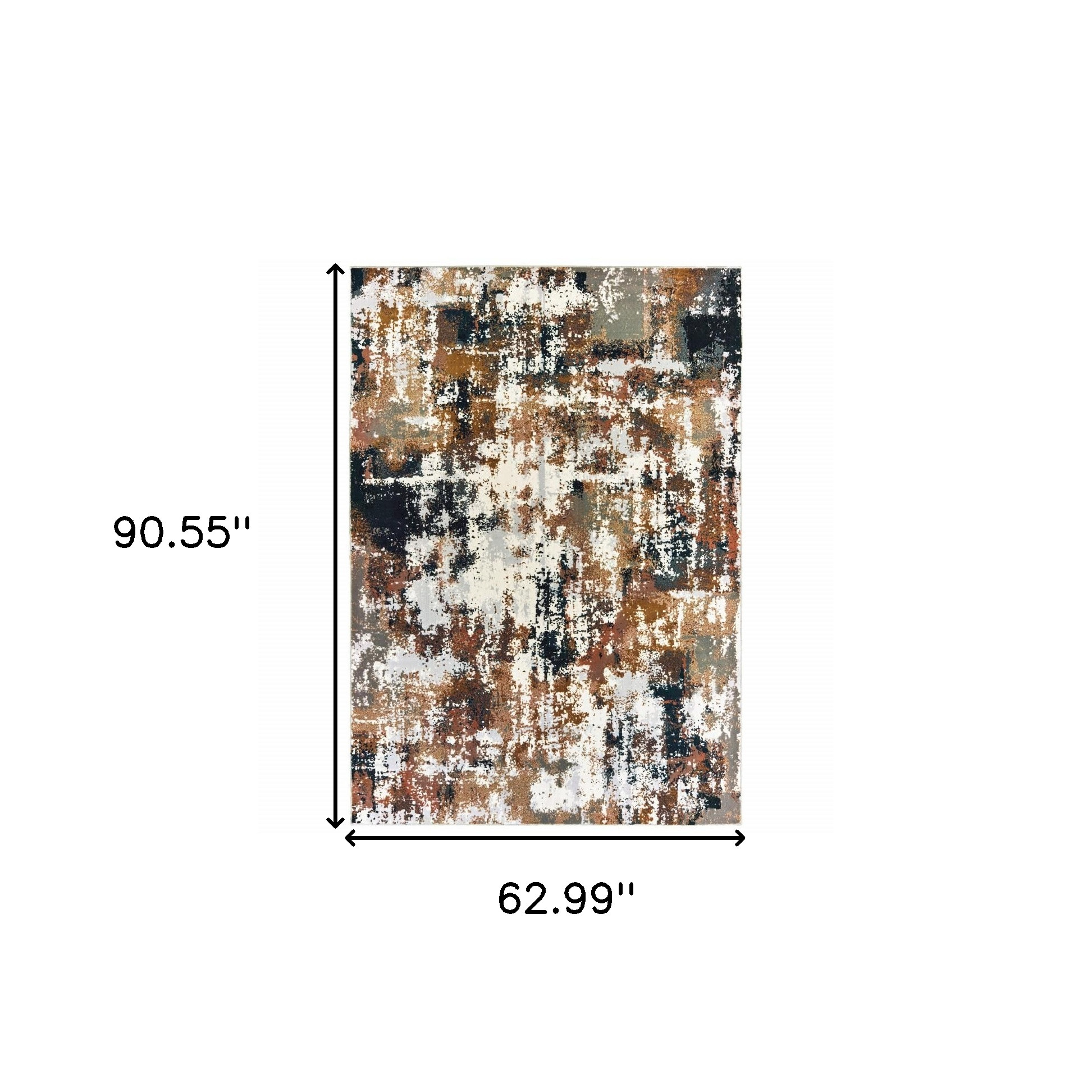 5" X 8" Ivory Gray Abstract Sectors Indoor Area Rug
