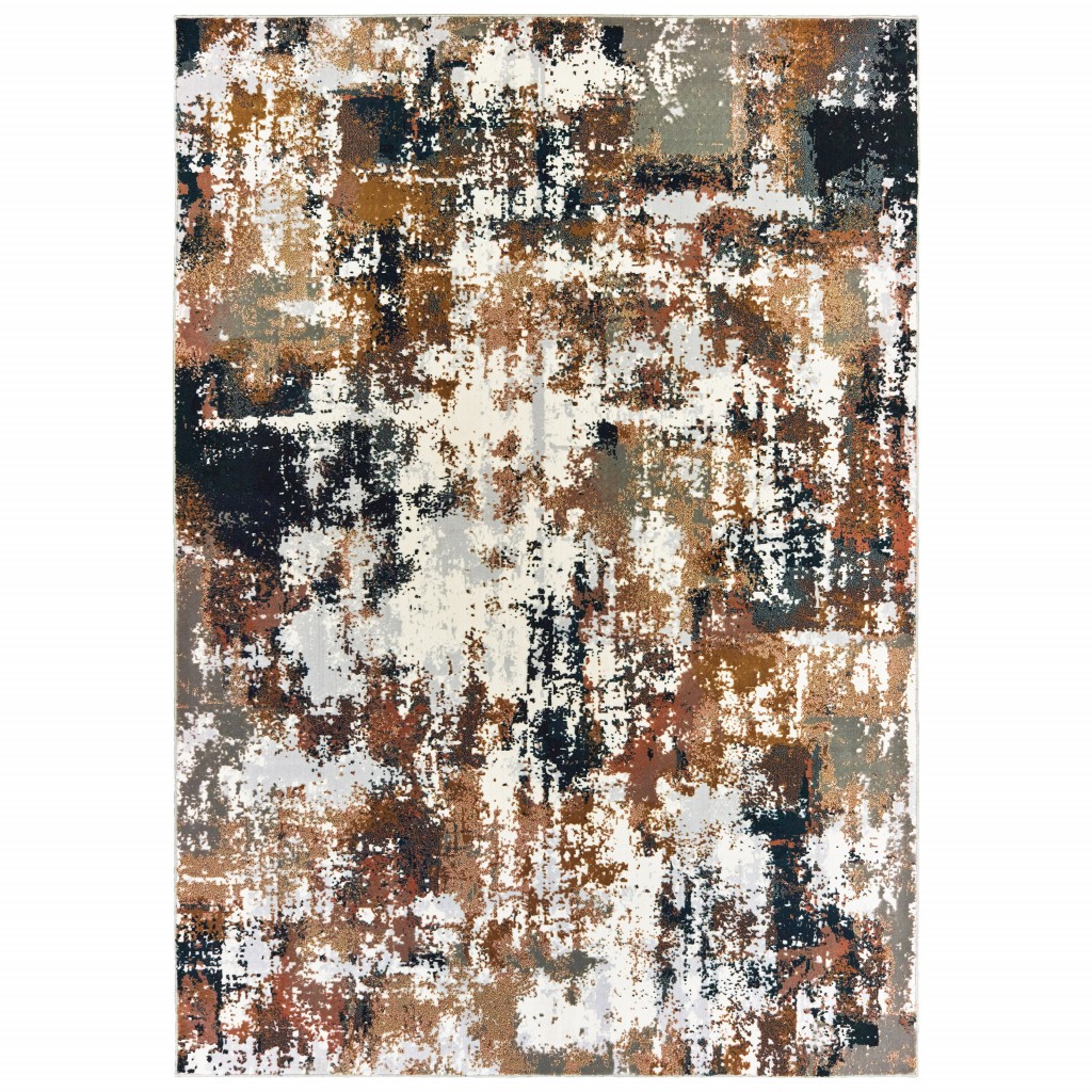 6" X 9" Ivory Gray Abstract Sectors Indoor Area Rug