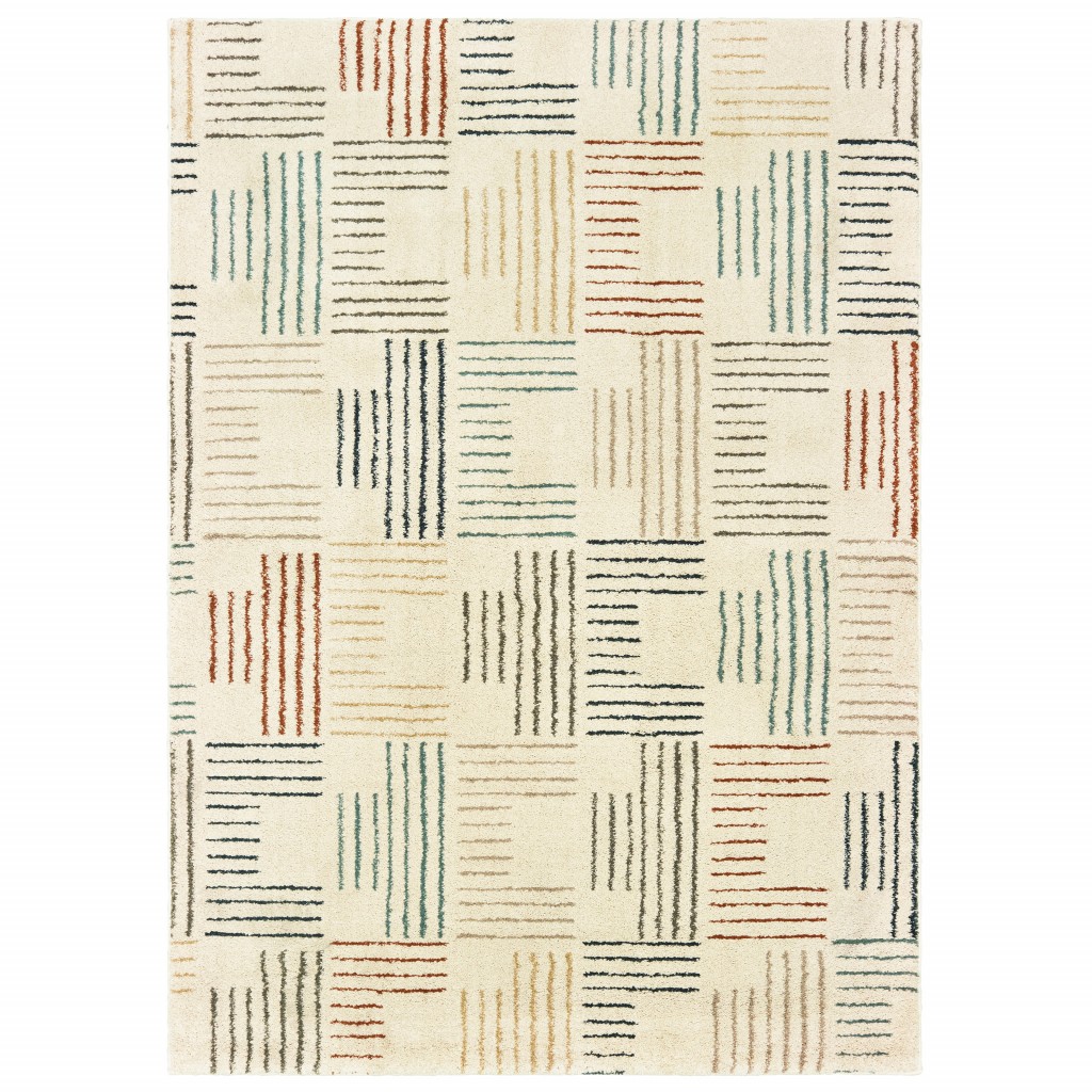 3' X 6' Ivory Multi Neutral Tone Scratch Indoor Area Rug-384294-1