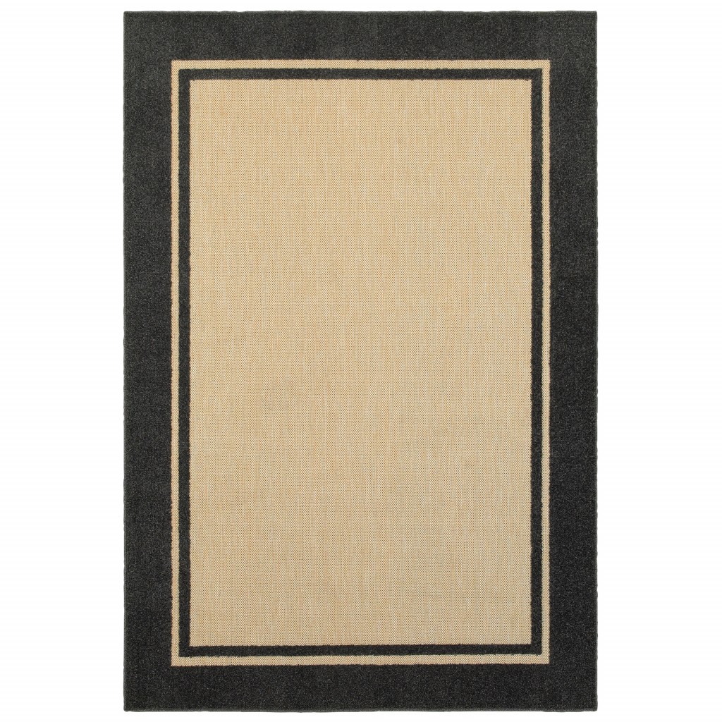 4' x 5' Beige and Black Indoor Outdoor Area Rug-384337-1