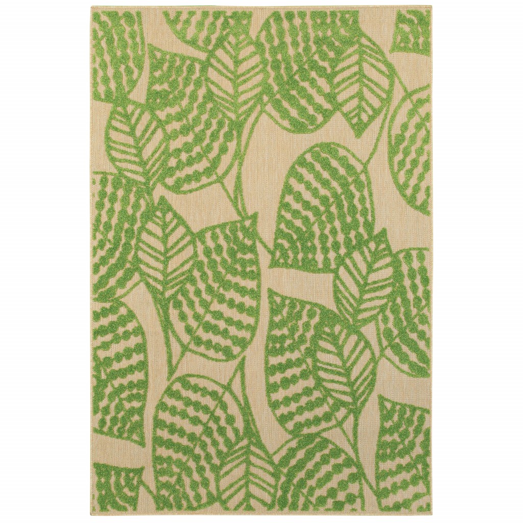 Green Floral Indoor Outdoor Area Rug-384343-1