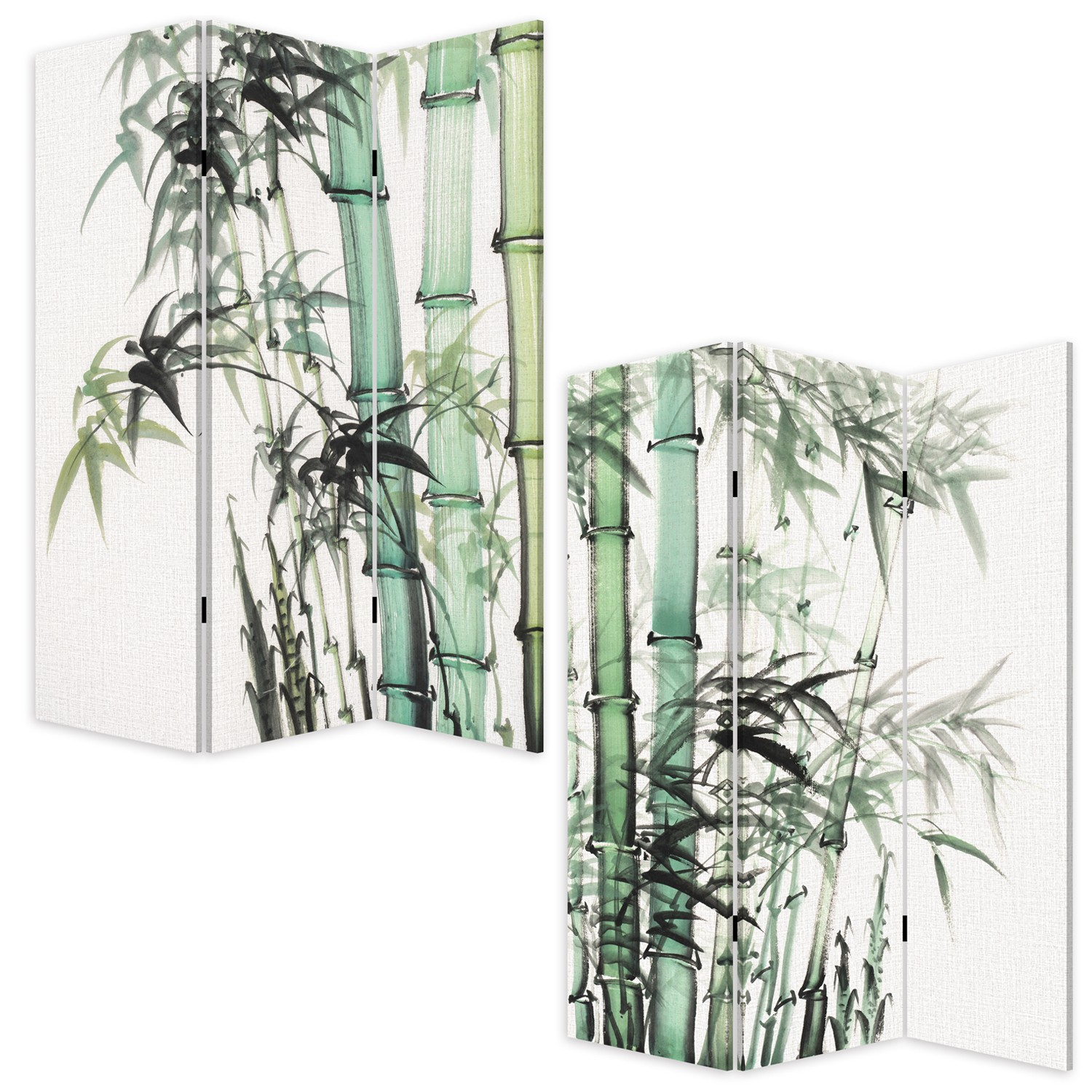 3 Panel Reversible Bamboo Art Room Divider Screen