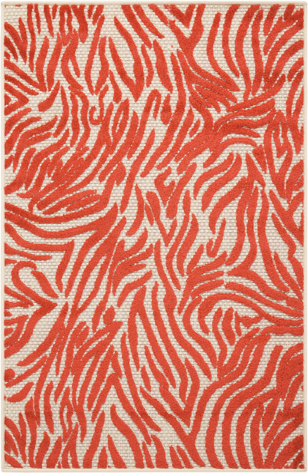 3' X 4' Red And Ivory Abstract Indoor Outdoor Area Rug-384593-1