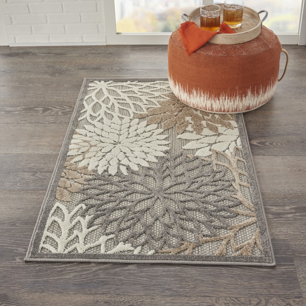 3 x 4 Natural and Gray Indoor Outdoor Area Rug