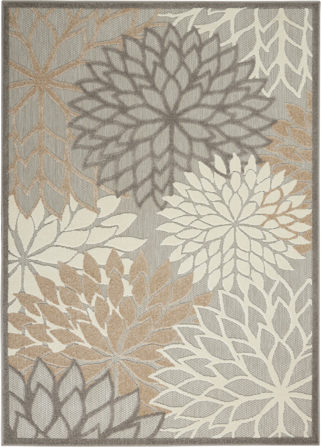 5' X 8' Gray And Ivory Indoor Outdoor Area Rug-384662-1