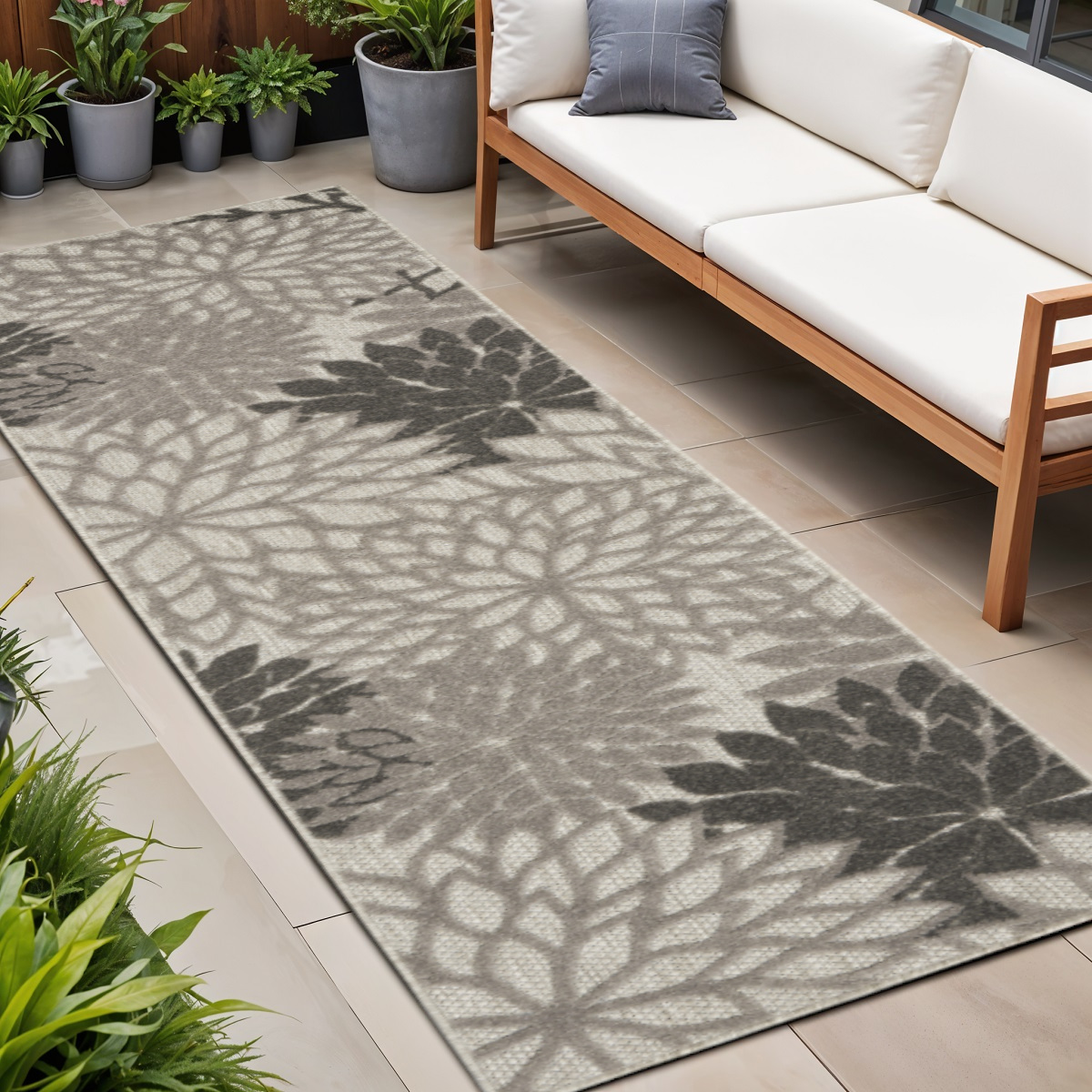 8' Gray Indoor Outdoor Area Rug-384693-1