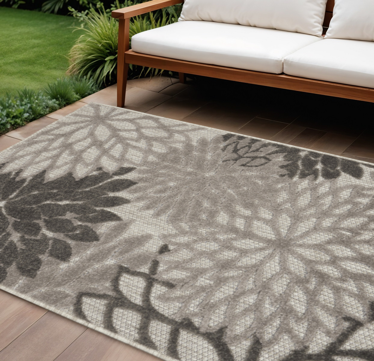 6' X 9' Gray Indoor Outdoor Area Rug-384704-1