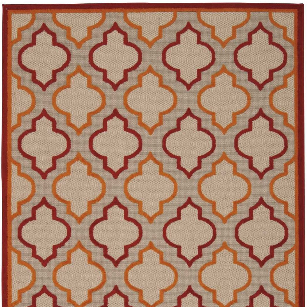 4' X 6' Red And Ivory Indoor Outdoor Area Rug-384722-1