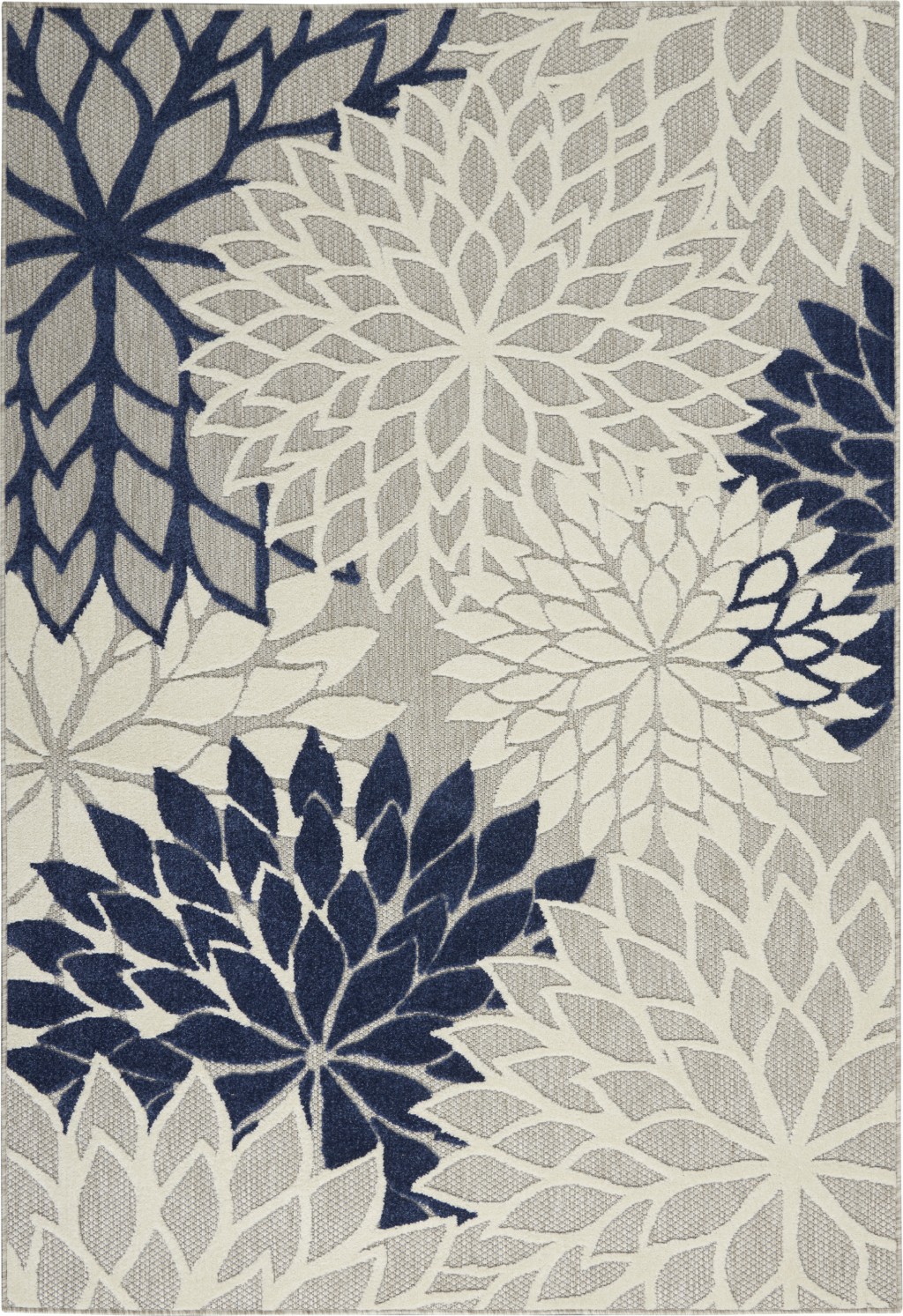 4' X 6' Ivory And Blue Floral Indoor Outdoor Area Rug-384831-1