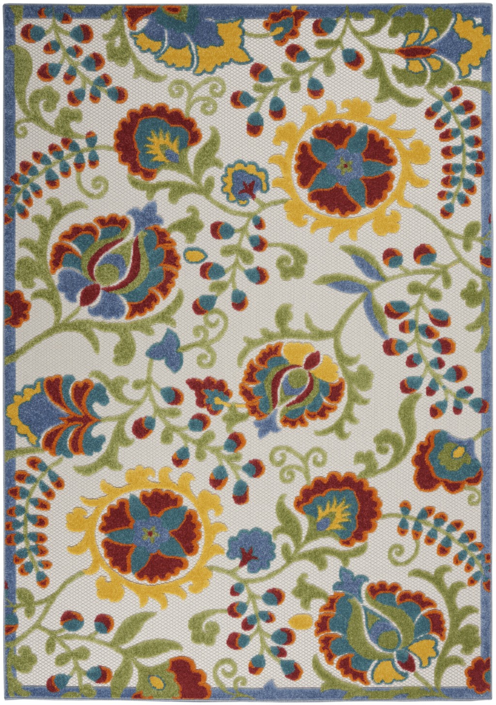 5' X 7' Ivory/Multi Floral Indoor Outdoor Area Rug-384846-1