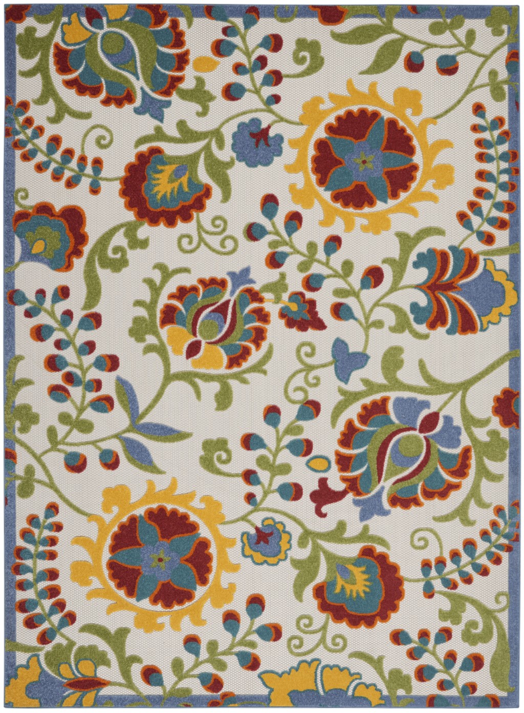 7' X 10' Ivory/Multi Floral Indoor Outdoor Area Rug-384849-1
