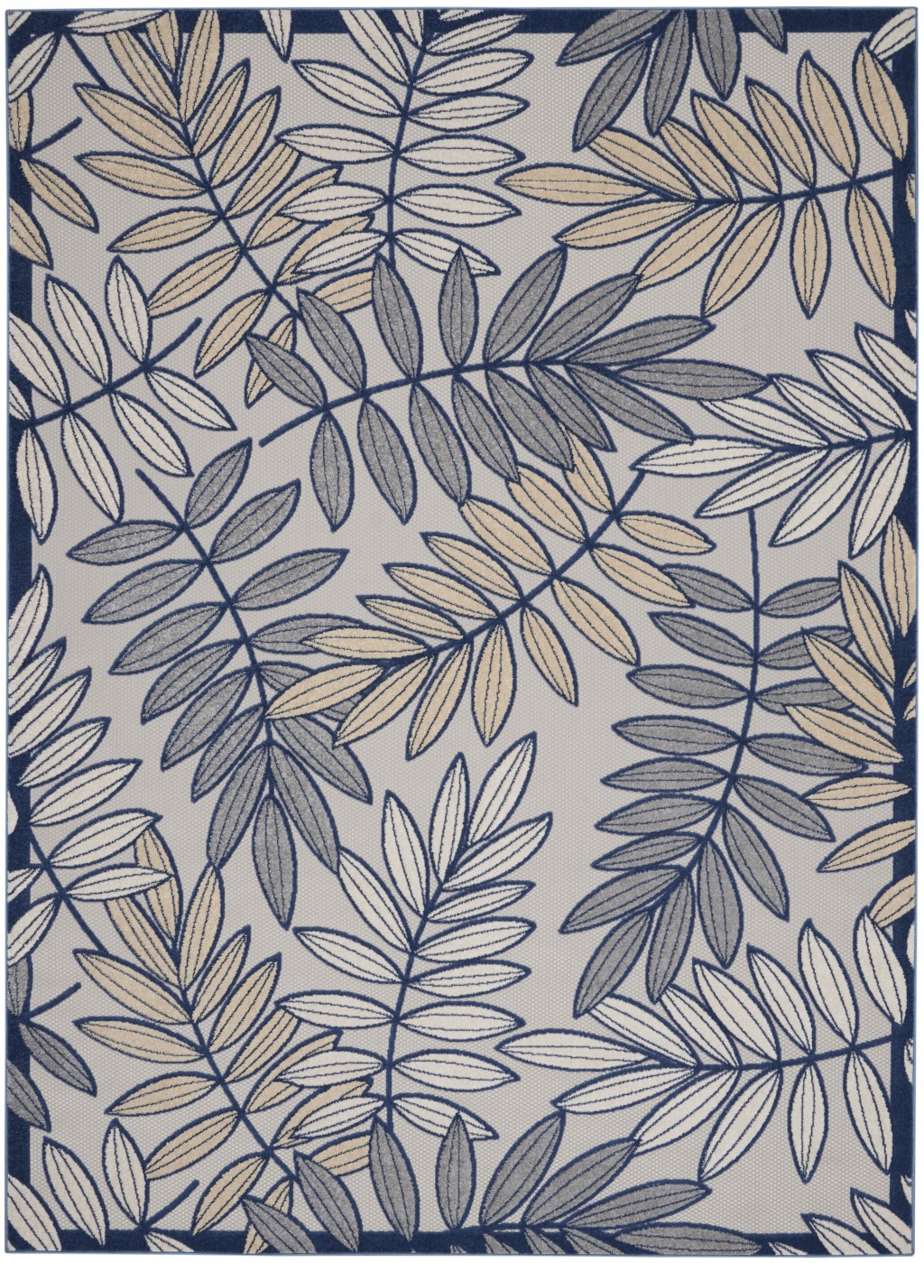 8' X 11' Ivory And Blue Floral Indoor Outdoor Area Rug-384886-1