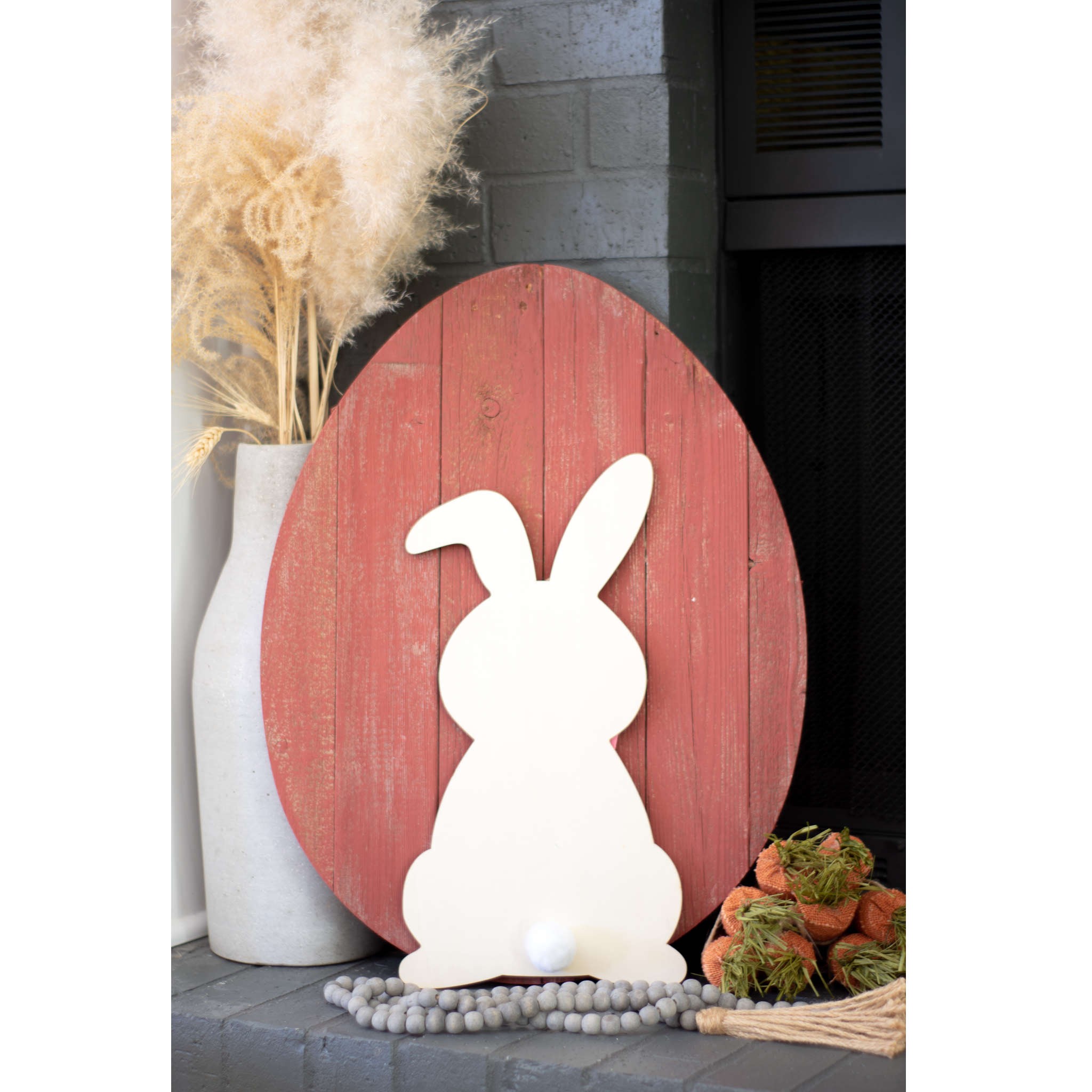12" Farmhouse Red Wooden Large Egg
