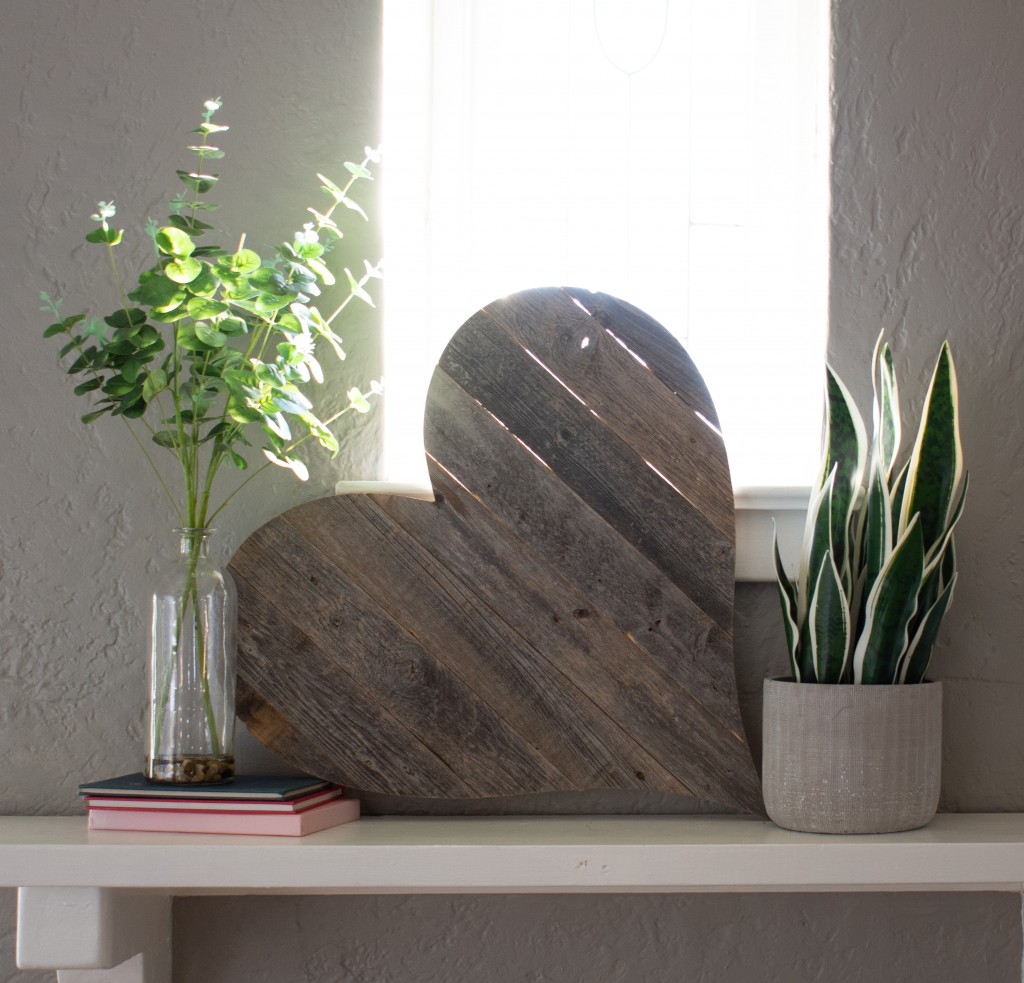 12" Farmhouse Gray Wooden Heart