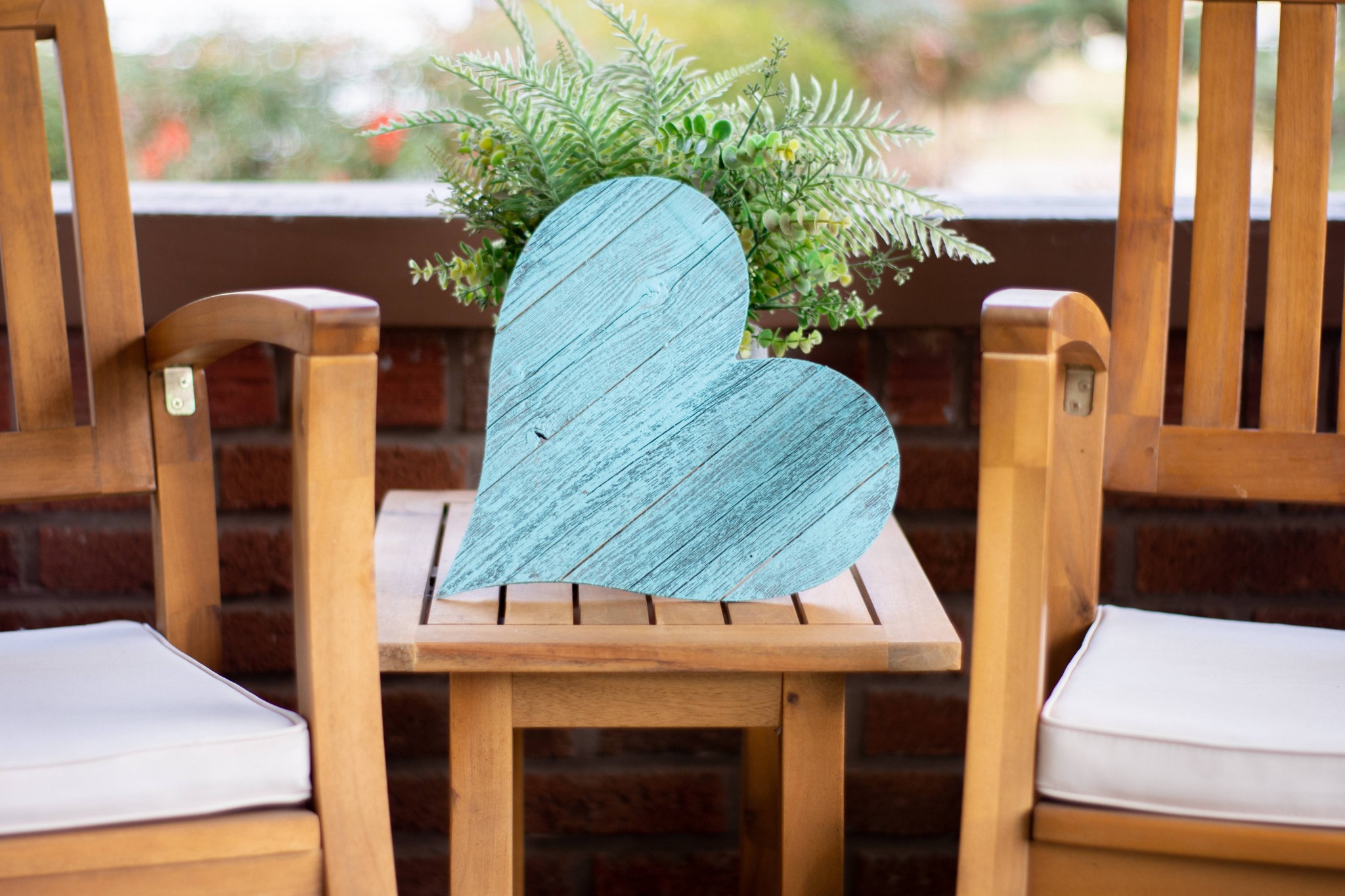 24" Rustic Farmhouse Turquoise Large Wooden Heart