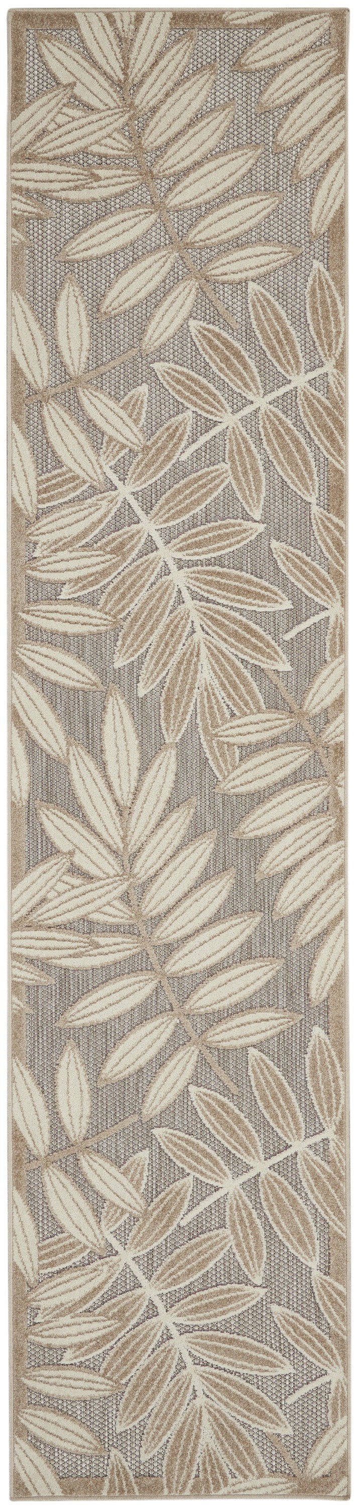 2' X 10' Gray And Ivory Floral Indoor Outdoor Area Rug-384950-1