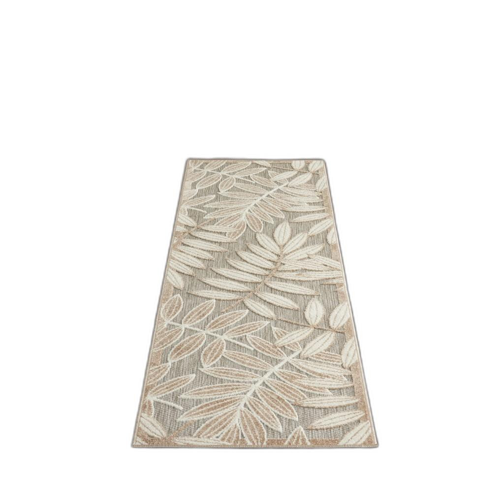 2' X 8' Gray And Ivory Floral Indoor Outdoor Area Rug-384952-1