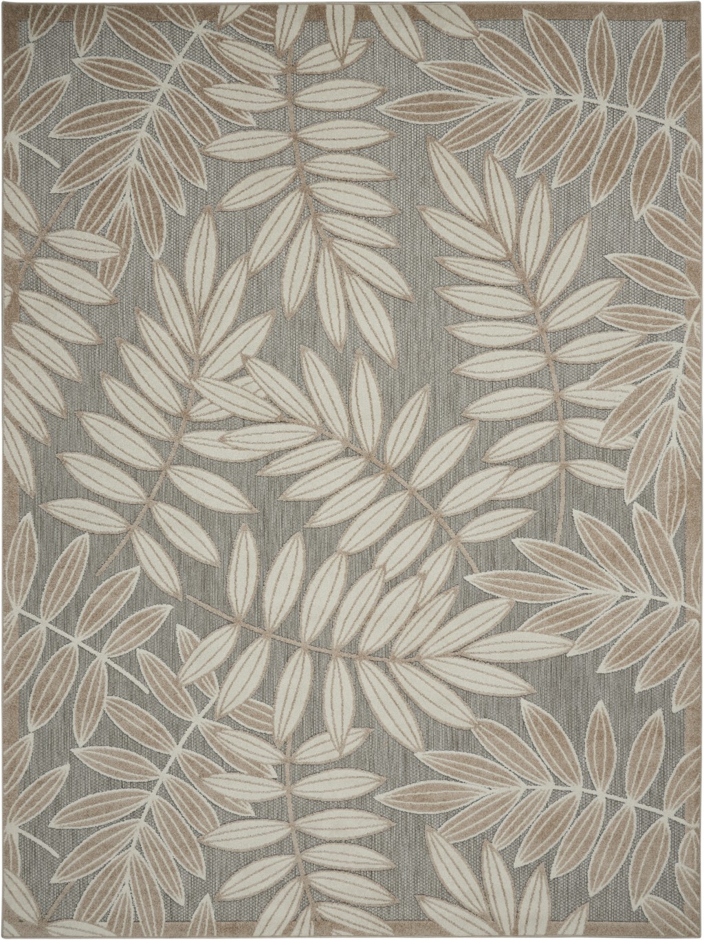 4' X 6' Gray And Ivory Floral Stain Resistant Indoor Outdoor Area Rug-384954-1